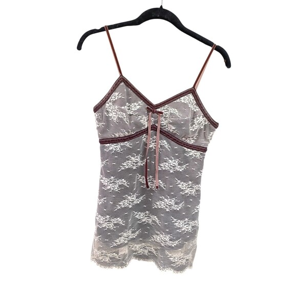 Vintage Y2K George Women's Brown/Lace Tank Size XS - Picture 1 of 6